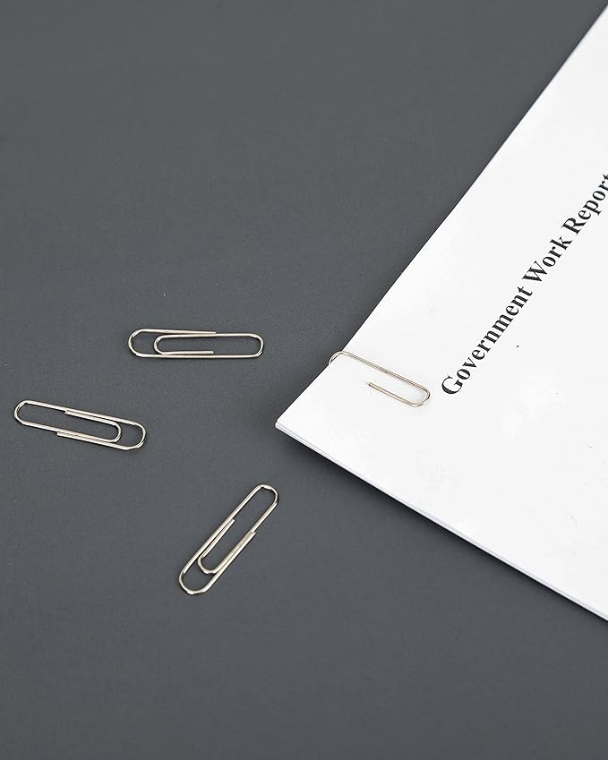 PAPERPAL #1 Smooth Paper Clips, 600 Medium Paper Clips (6 Boxes of 100 Each), Paperclips for Office School & Personal Use, Daily DIY, 1-2/7" Silver Paper Clip Standard Size (No. 1 Paper Clips, Smooth)