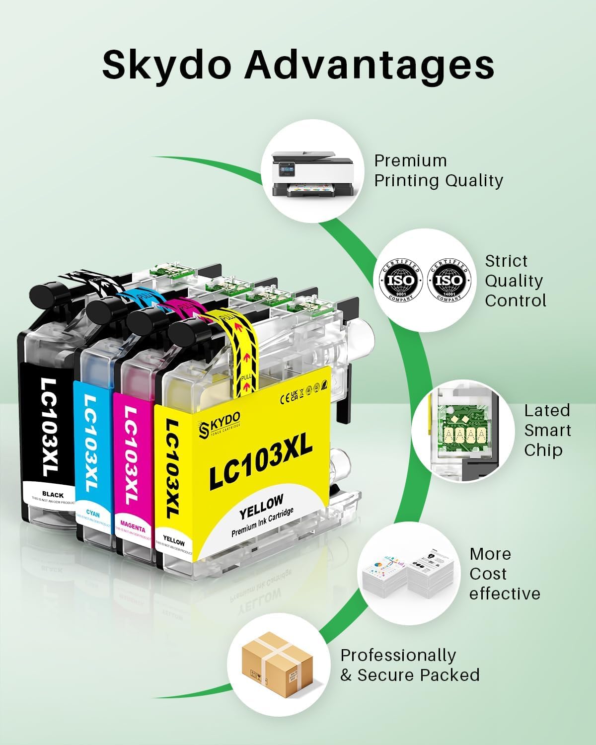 LC103XL Color Ink Cartridge Replacement for Brother LC103 XL Cartridges Use for MFC-J870DW MFC-J6520DW MFC-J475DW MFC-J6920DW MFC-J470DW(4 Pack)