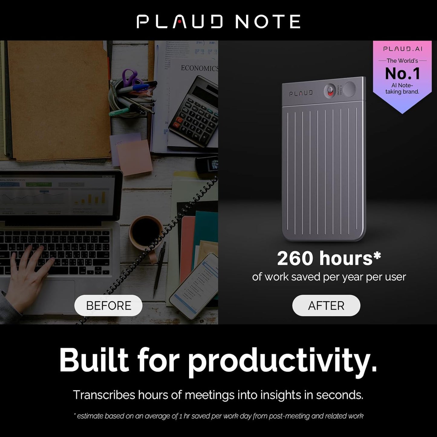 AI Voice Recorder, Note Voice Recorder w/Case, App Control, Transcribe & Summarize with AI Technology, Support 112 Languages, 64GB Memory, Audio Recorder for Lectures, Meetings, Calls, Black