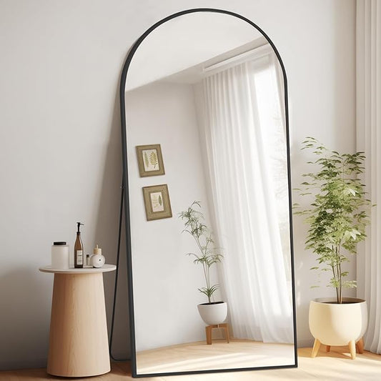 MELOMOIR 71"x32" Large Mirror Full Length, Arched Full Length Mirror with Stand, Large Floor Mirror for Bedroom Living Room Cloakroom Gym, Hanging Standing or Leaning, Black