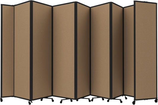 Versare Room Divider 360 Portable Wall Partition | Folding Panels | Large Freestanding Divider | Locking Wheels | Temporary Room Separator
