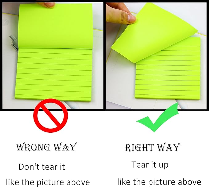 8 Pads Lined Sticky Notes 4x4 in Post, 8 Colors Self Sticky Notes Pad Its, Bright Stickies Colorful Big Square Sticky Notes for Office, Home, School, Meeting, 50 Sheets/Pad