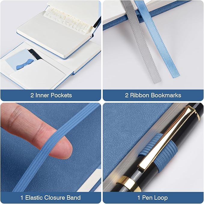 Blank Journal Notebook, 3 Pack A5 Sketch Book, Hardcvoer Sketchbook for Drawing with 100GSM Thick Paper, Leather Journal for Writing, Unlined Journal for Women, Men, School, 160 Pages, 5.7" x 8.4"