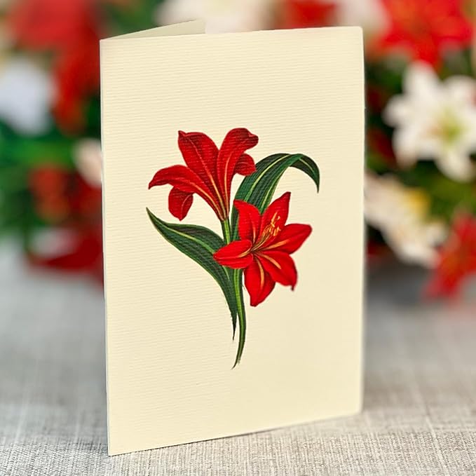 Freshcut Paper Pop Up Cards, Mini Winter Joy, 6 Inch Mini Sized Forever Flower Bouquet 3D Popup Greeting Cards, Christmas Card, Holiday Card, Blank Notecard & Envelope