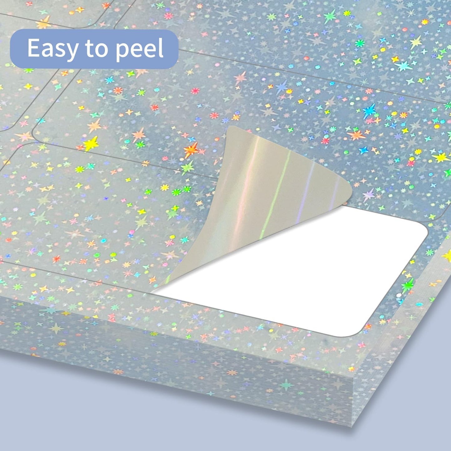 STARLIBOO 1" x 2-5/8" Address Labels- Holographic Color Stickers for Laser/Inkjet Printer mailing Labels 8.5"×11"- Holographic Star