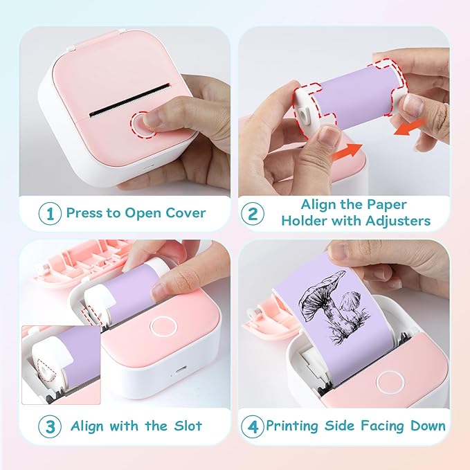 Purple/Green/Orange Thermal Paper for T02 Sticker Printer - Sticker Paper Works with T02/M02X/M02L Mini Printer, Last for 10 Years, Perfect for Journal Photos Study Notes, 50mmx3.5m, 3 Rolls