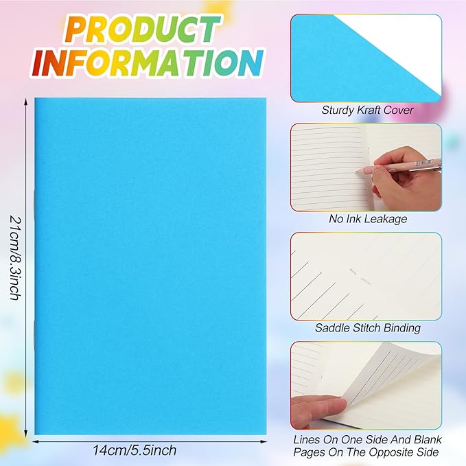 Gueevin 30 Pcs Blank Books for Kids to Write Stories Bulk Composition Notebooks Colorful Soft Cover Notebooks for Drawing Ruled Lined Journals Sketching Kindergarten Easter Gift (Classic Colors)