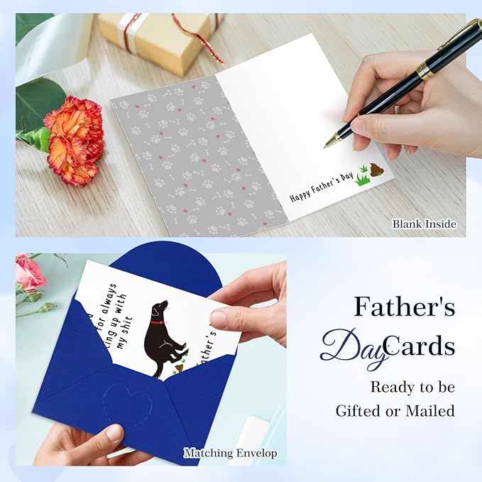 FaCraft Funny Fathers Day Card for Dog Dad, 4 x 6, Happy Naughty Fathers Day Gift Card, with Envelope, for Father from Wife Daughter Son Dog