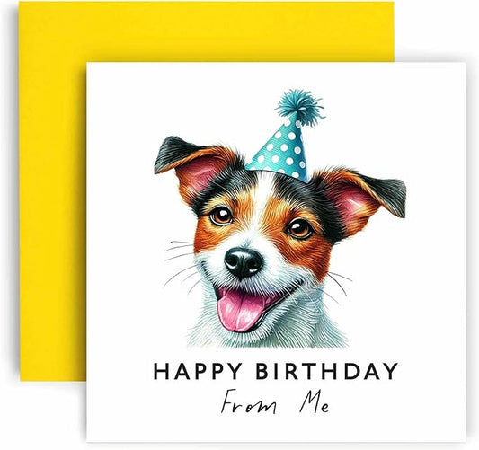 Huxters Birthday Card from the Dog – Jack Russell Terrier - Happy Birthday to Dog Mum and Dog Dad – Birthday Card from the Dog to Friends Family First Birthday (Jack Russell Terrier)