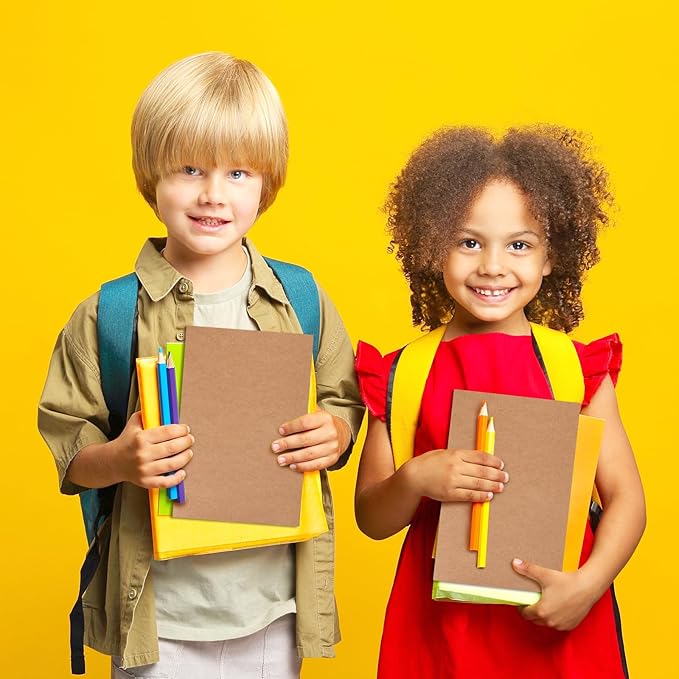 LABUK 48 Pack Lined Kraft Notebooks, A5 Journals Bulk, 8.3x5.5 Notebook Bulk for Traveler Journal, Students Gift School Office Supplies (30 Sheets/60 Pages)