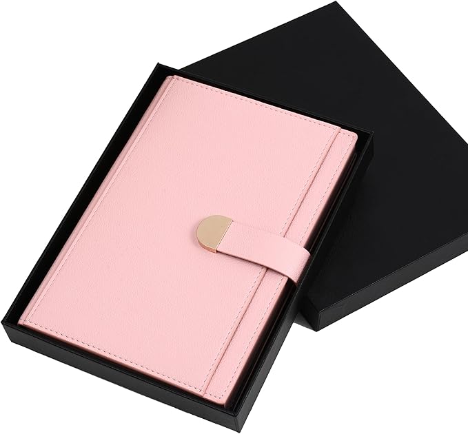 Textured Hardcover Lined Journal for Women Men Magnetic Buckle A5 Leather Journal Notebook with Gift Box 300 Pages 67 lb./100 gsm Paper College Ruled Journaling Notebook for Writing Work School Daily Diary