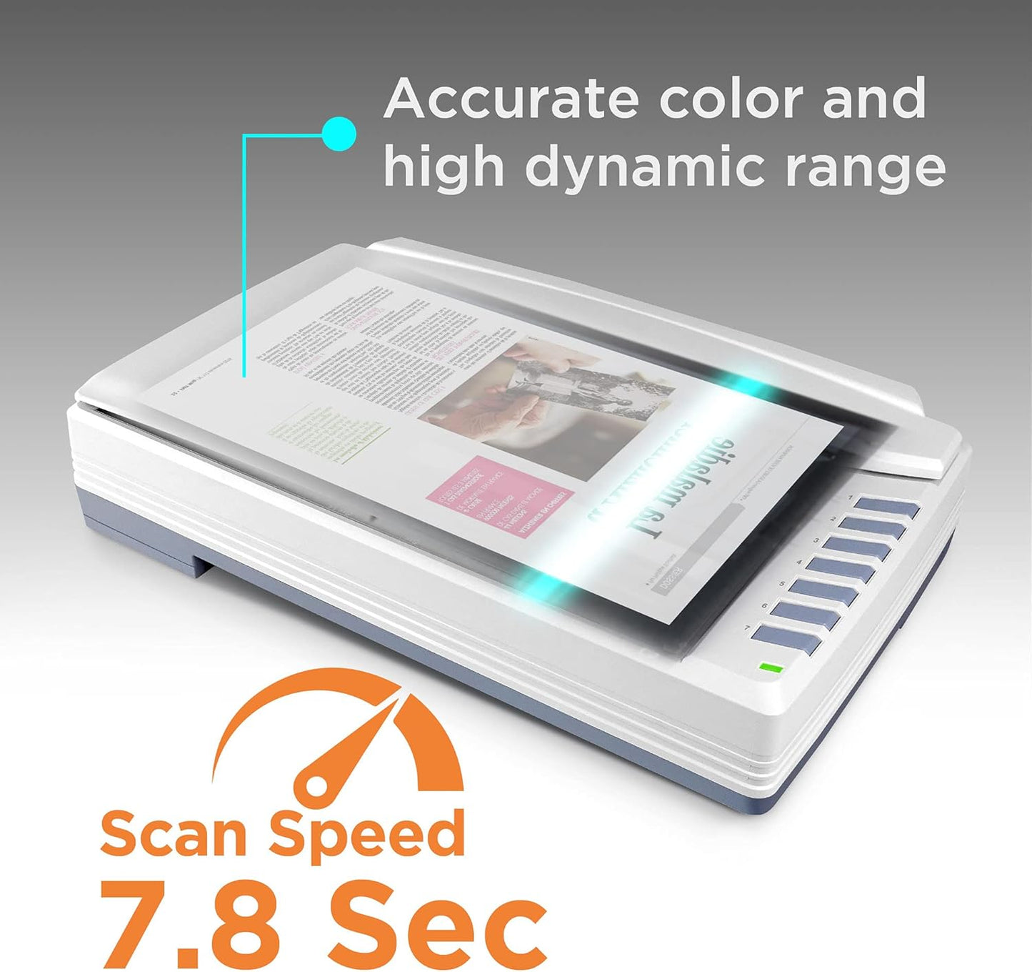 Plustek OpticPro A320E - A3 CCD Sensor Flatbed Scanner, 12" x 17" scan Area with 7.8 Second Speed. Windows,Mac, ICA & Twain Compliant.