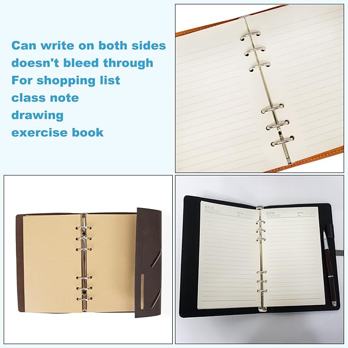 PATIKIL A5 Grid Refill Paper 6-Ring Binder Loose Leaf Planner Filler Paper Planner Inserts, 80 Sheets/160 Pages, Lined