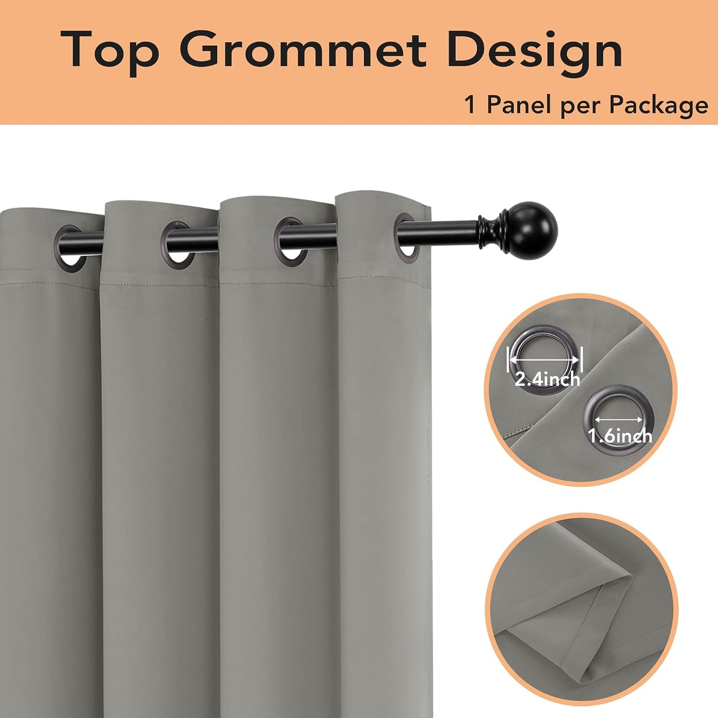 BONZER Room Divider Curtain Total Privacy Wall Wide Grommet Room Darkening Curtains for Patio Sliding Glass Door, 96L x 70W Inch (8L x 5.8W ft), 1 Panel, Silver