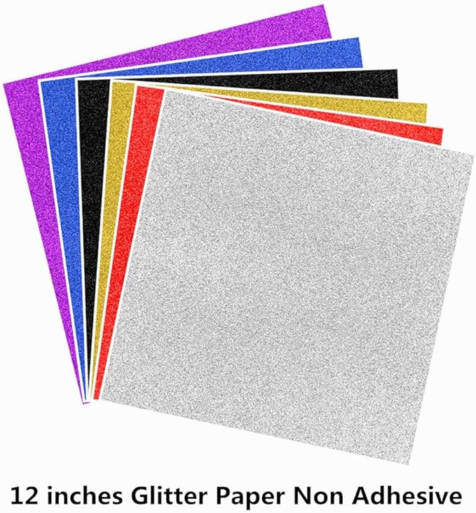 Baisunt 10 Sheets Silver Glitter Cardstock Paper for Graduation Cap DIY Project, Scrapbook, Birthday Wedding Party Decoration 250GSM(12x12 In, Non Adhesive)