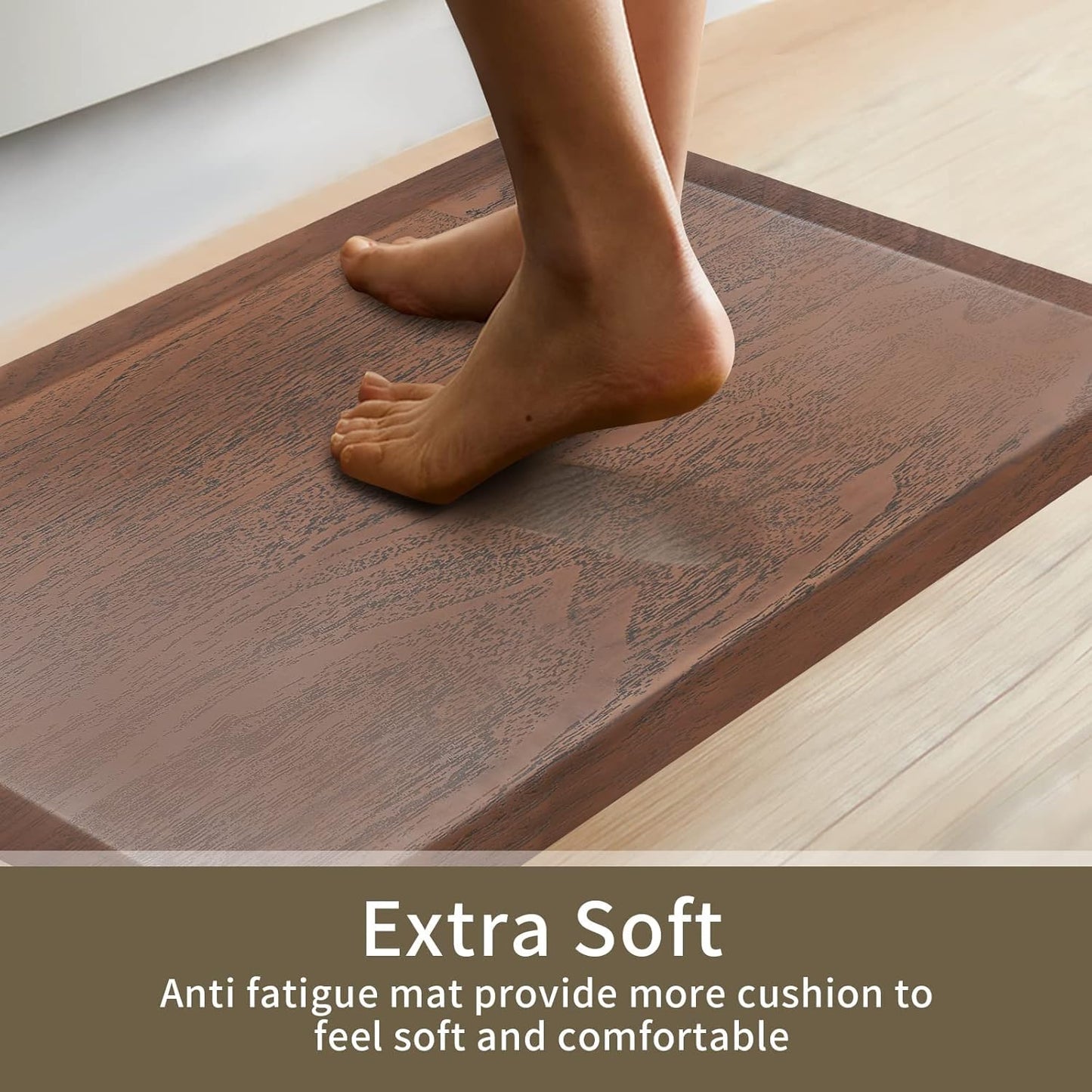 3/4'' Extra Support Anti Fatigue Comfort Mat for Standing Desks, Waterproof Kitchen Floor Mat, Non-Slip Standing Kitchen Mat for Offices, Home, Garages (Caramel Wood Grain, 20''x39'')