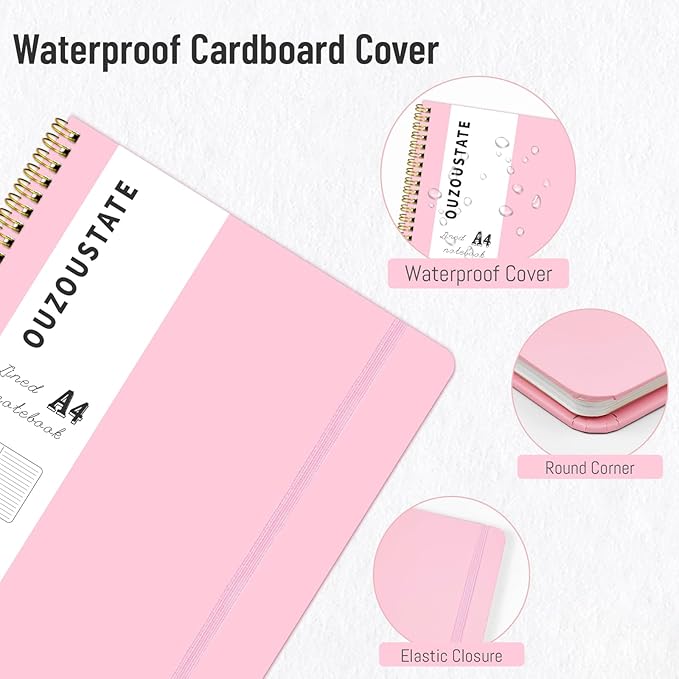 Graph Paper Notebook 8.5" x 11", A4 Mint Green Grid Notebook Journal Hardcover College Ruled Notebook for Work, 120 Pages 100GSM Large Thick Spiral Writing Journal for Women & Men