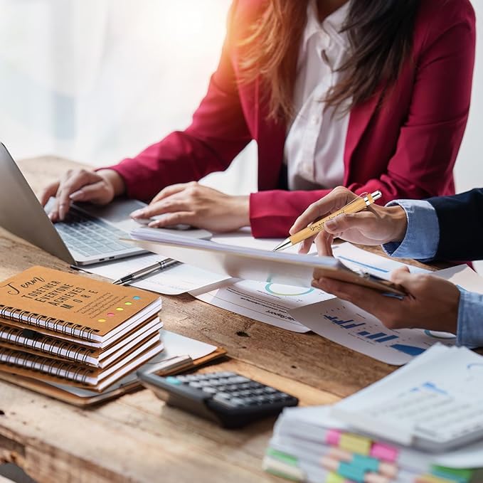 Jetec 12 Sets Bulk Employee Appreciation Gifts Bulk Inspirational Spiral Notebook with Note Ballpoint Pen Thank You Gifts for Volunteer Social Worker Nurse Staff Coworker Students (Team)