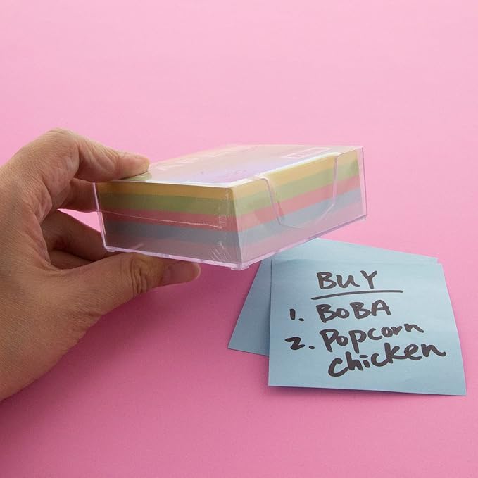 BAZIC Color Paper Cube w/Durable Tray, 3" X 3" 300 Count/Pack, Mini Memo Papers Pads Note Paper Reminders (Non Sticky), Assorted Colors, 1-Pack