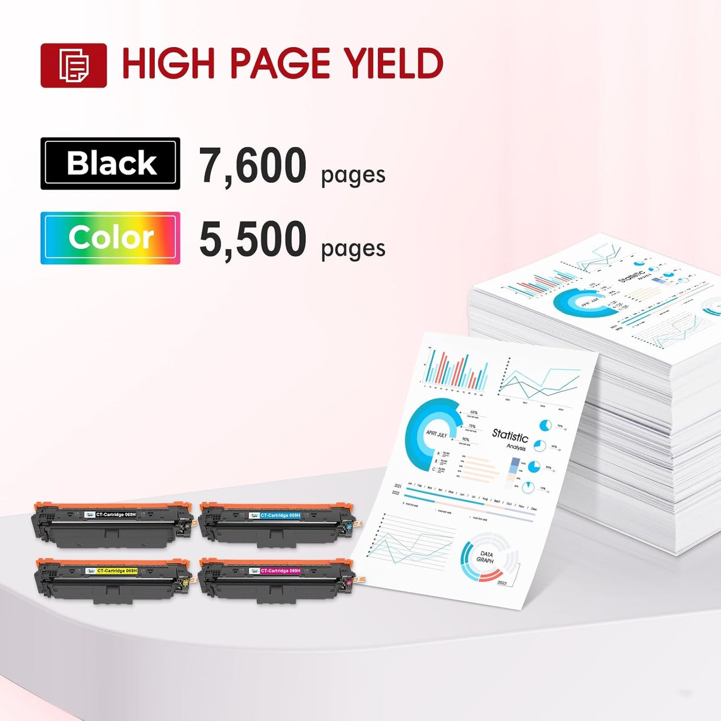 069H Toner Cartridge Set MF753Cdw Compatible Replacement for Canon MF753Cdw Toner Cartridges 069H 069 for Canon imageCLASS MF 753Cdw MF751Cdw MF752Cdw LBP674Cdw LBP674Cx LBP673Cdw (B/C/Y/M, 4 Pack)