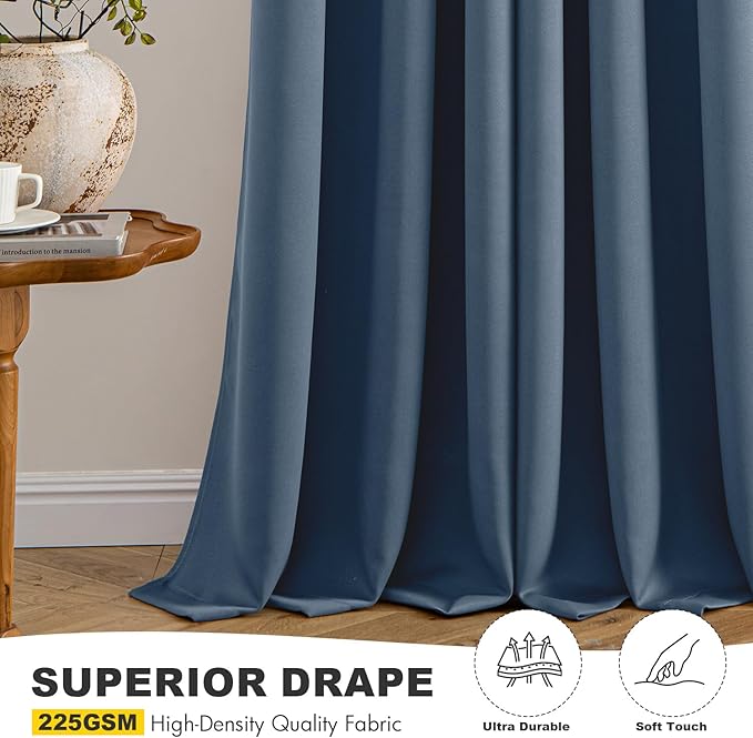 MIULEE Stone Blue Blackout Curtains for Bedroom Living Room 84 Inches Long 2 Panels, Thermal Insulated Room Darkening Drapes Solid Grommet Top Noise Reducing Light Blue Window Treatments 40x84 Inch