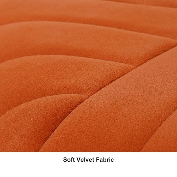 homary 18.5" Hexagonal Pouf Ottoman Upholstered, Velvet Footrest Rest Stools Modern Sofa Footrest Entryway Shoe Changing Stool, Low Coffee Table Footstool for Living Room/Bedroom/Entrway-Orange