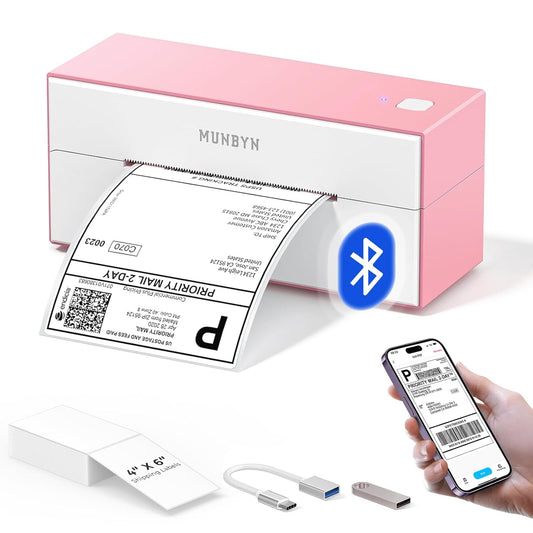 MUNBYN Bluetooth Thermal Label Printer, 4x6 Shipping Label Printer for Shipping Packages, Compatible with iOS, Android, PC, Mac, Chrome OS, Etsy, Ebay, Shopify, Amazon, USPS and More