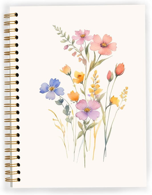 Vintage Wild Flower Botanical Plant Notebook 04,Rustic Spring Floral Cottagecore Notebook Journal for Work Office School Student Teacher,Hardcover Spiral Notebook 5.5x8.6