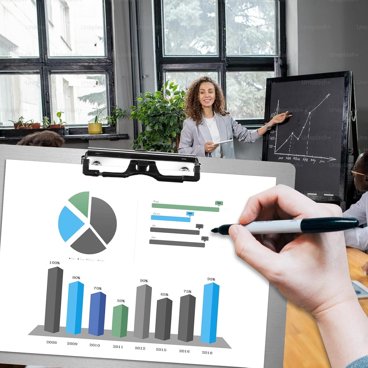 Metal Clipboard with Pen Holder,Letter/A4 Size (8.5x11) Horizontal 304 Stainless Steel Clipboards,Landscape Clip Boards for Office School Supplies(Not to be adsorbed by Magnets)