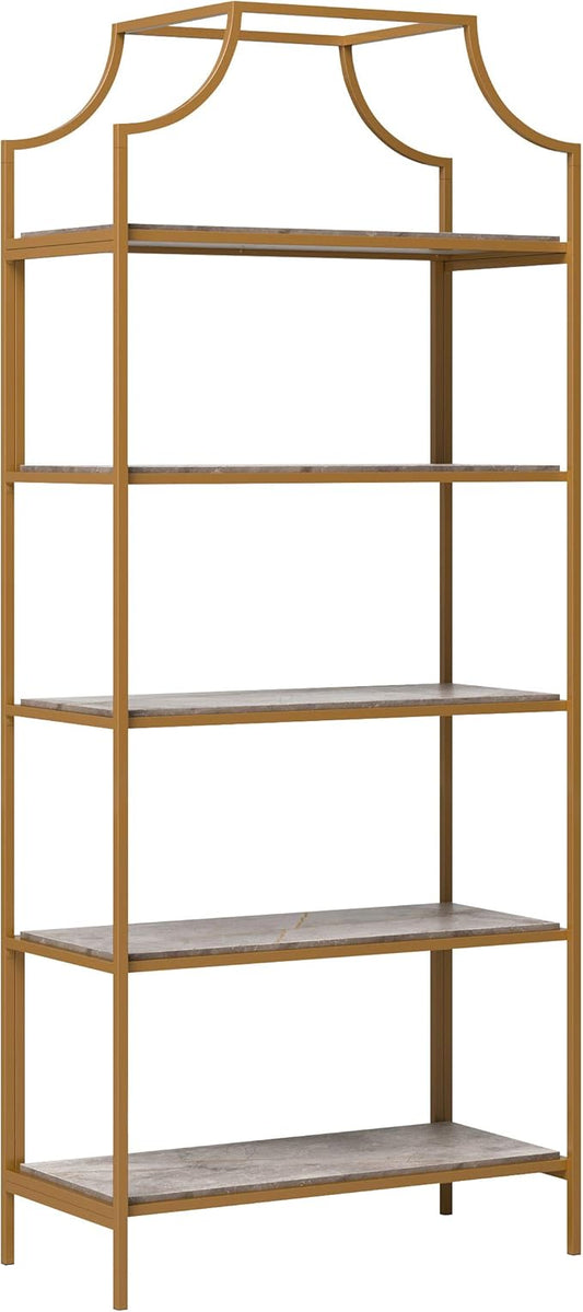 Sauder International Lux Open Shelving, Deco Stone Finish