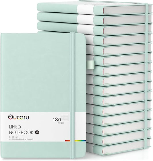Lined Journal Notebook, 16 Pack, 180 Pages, A5 Journals for Writing, 100 GSM Thick Paper, Small Notebooks Daily Journal for Women Men Work, Business, School, Travel Supplies