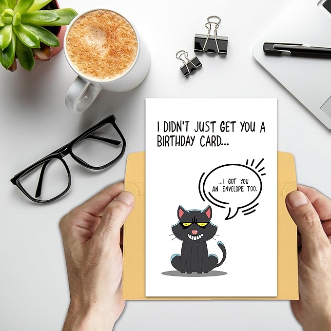 Funny Birthday Card for Him or Her, Witty Birthday Cards Gift for Partner or Friends, 'I Didn't Just Get You A Birthday Card... I Got You An Envelope Too'