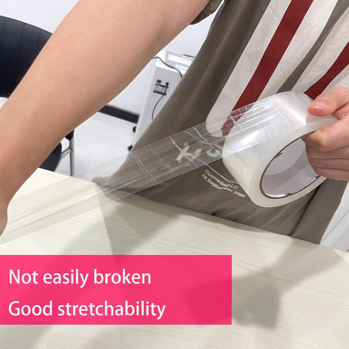 6 Rolls Clear Shipping Packaging Tape - 2 inch x 60 Yards Packing Tape with a Tape Dispenser, Strong Adhesive and Extra Stretchability