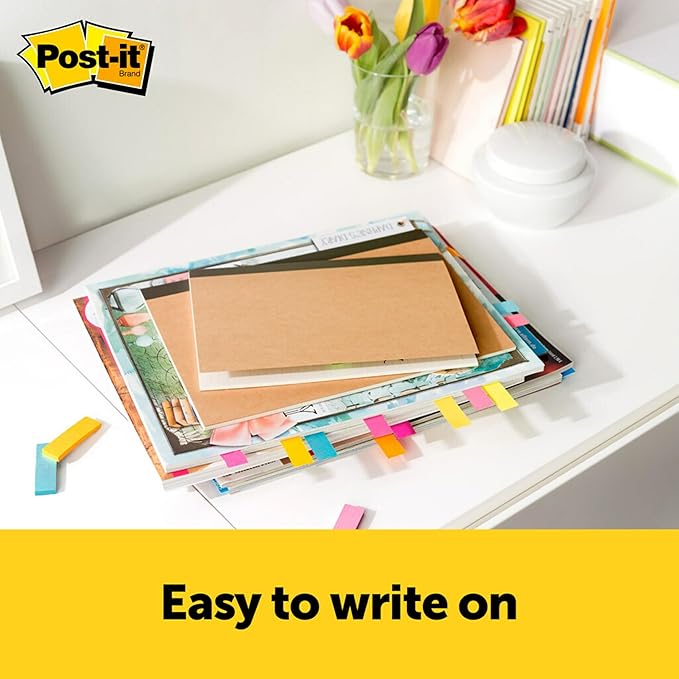Post-it Page Markers, Assorted Colors, 1 in x 3 in, 50 Sheets/Pad, 4 Pads/Pack (671-4AU)