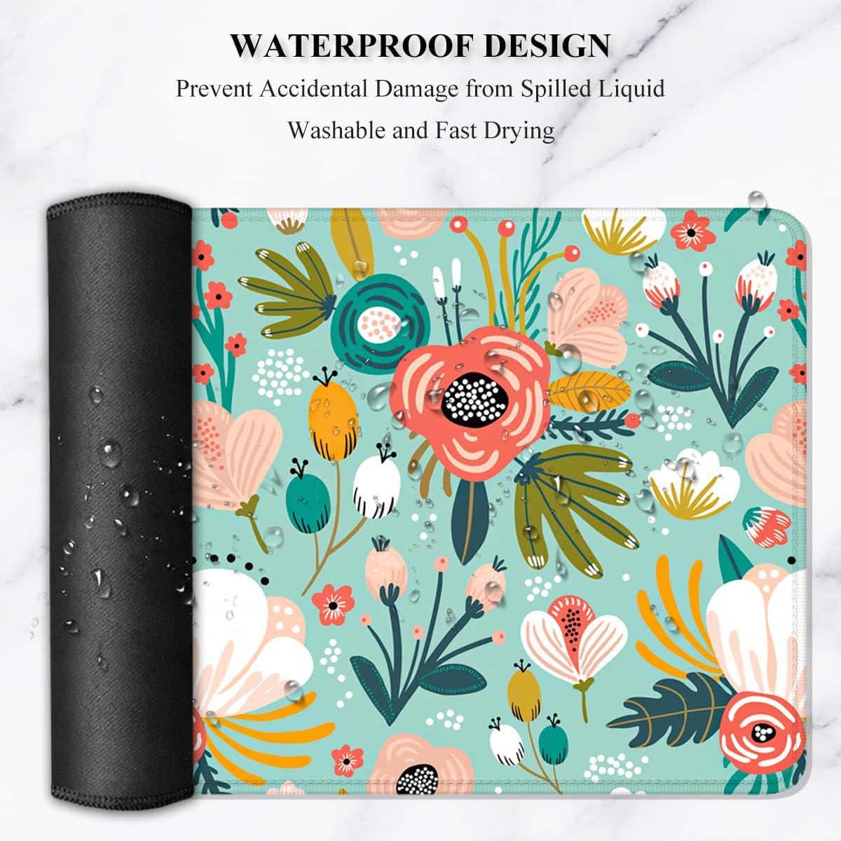 Auhoahsil Large Mouse Pad, XXL Gaming Mousepad, Desk Mat for Desktop, Thick Rubber, Big & Long Size, Stitched Edges, Full Desk Pad for Laptop & Computer, Extended 35.4 x 15.7 in, Colorful Flowers