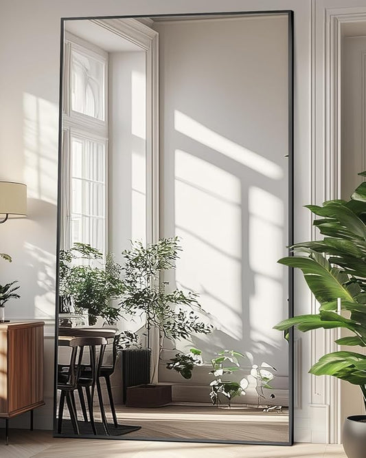 Antok Full Length Mirror, 81"x41" Floor Mirror, Floor Standing Freestanding Full Body Mirror with Stand for Bedroom, Hanging Mounted for Living Room Cloakroom, Black