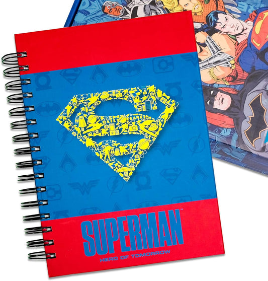 Superhero Academic Planner, Weekly Monthly Daily Agenda, Custom Date Organizer for Time Management, Spiral Bound Notebook with Colorful Tabs,Datebooks for Middle or High School Student (Blue Red)