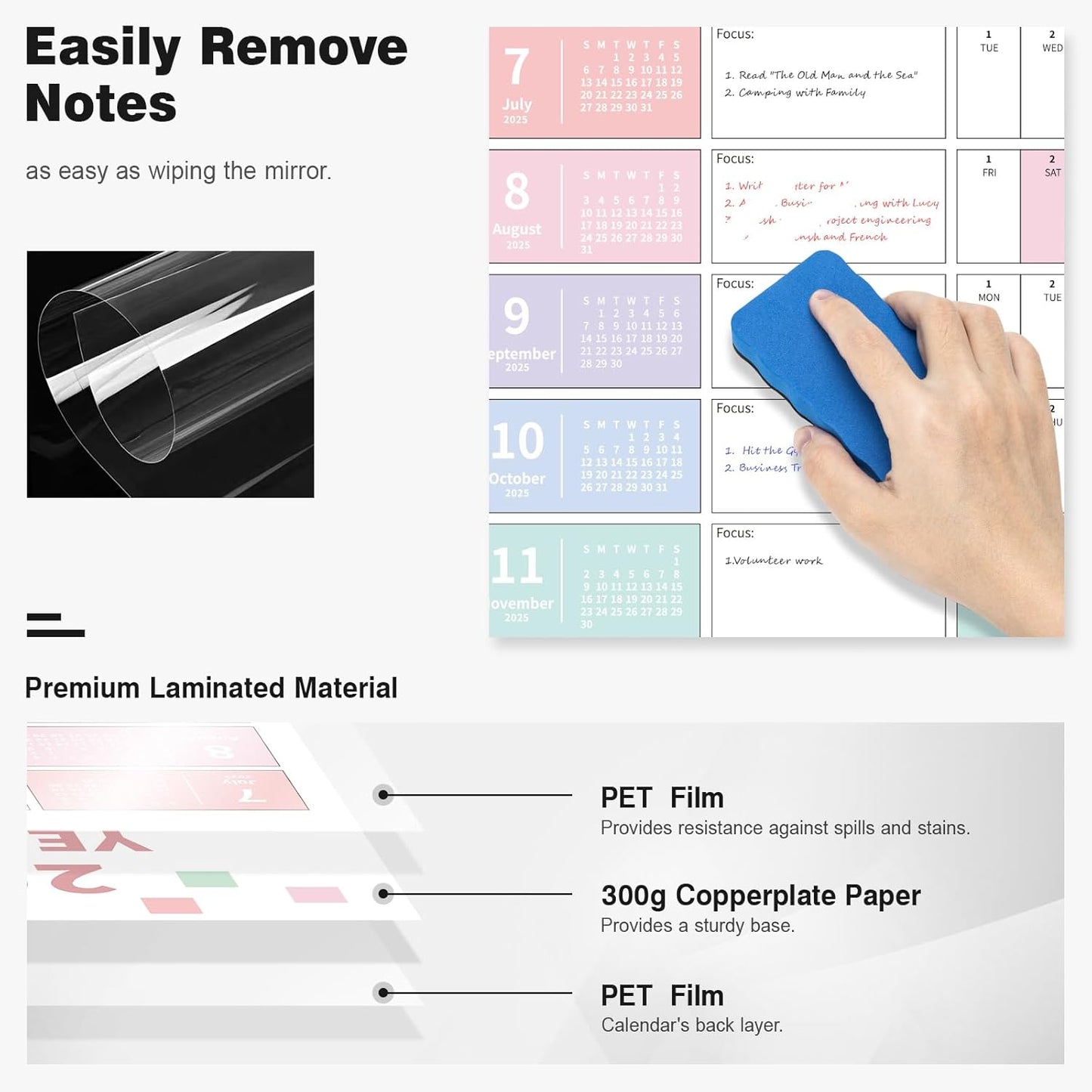 Ospelelf Wall Calendar 2025-2026 Large 32'' x 48'' Dry Erase Calendar for Wall, 12 Month Laminated Calendar for Classroom, Family, Use July 2025 - June 2026 (Multicolor)