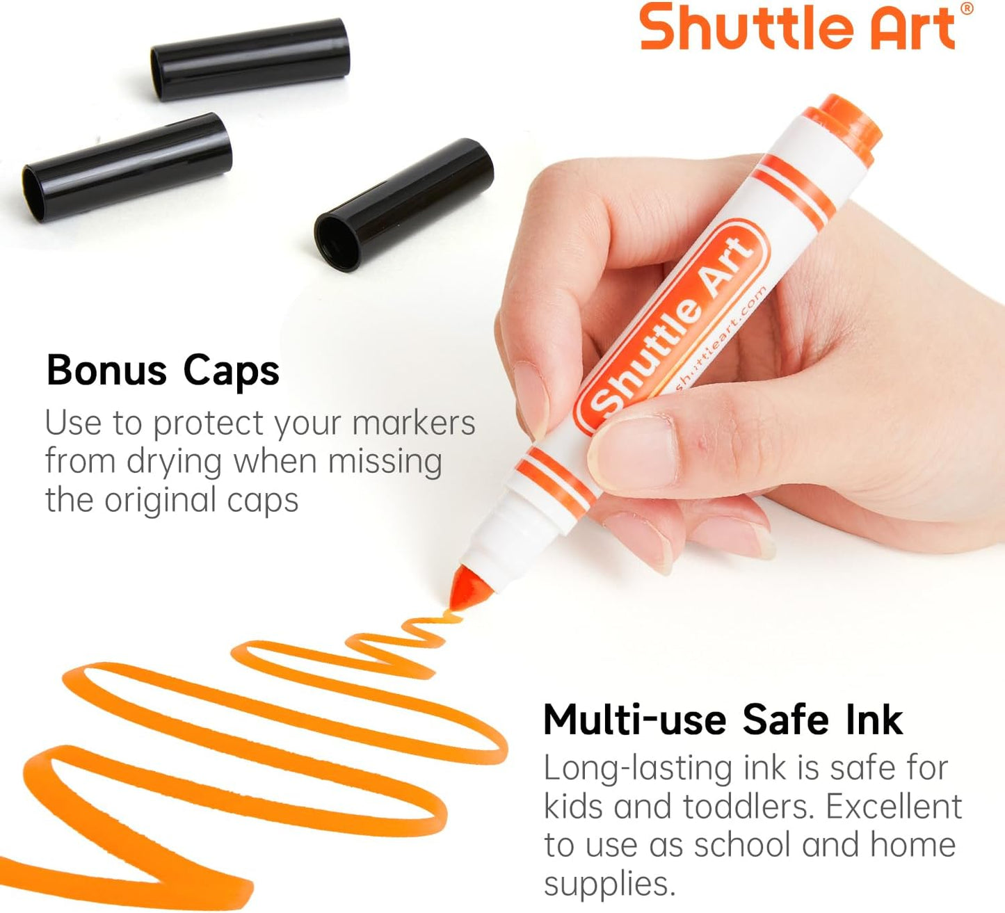 Shuttle Art 304 Pack Washable Markers, 8 Colors Broad Line Markers, Separate Pack of 38, Conical Tip Marker Bulk with a Box, Home Classroom School Supplies for Toddlers Kids Adults Students Teachers