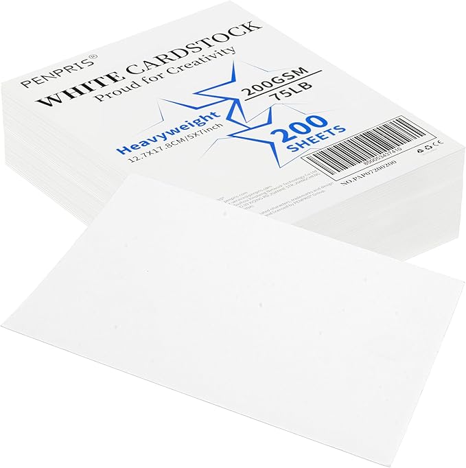 200 Sheets White Cards Blank - 5''x7'' White Card Stock 200gsm/75lb Thick Paper Cardstock, Heavy CardStock Blank for Wedding Invitations, Index Cards, Greeting, Note -PAP07200200
