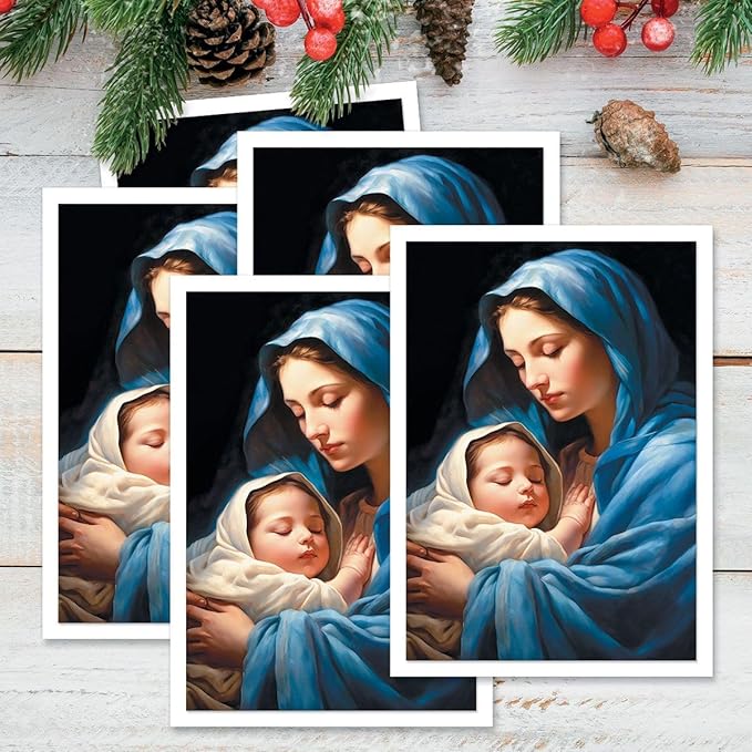 Current Madonna & Child Christmas Cards with Envelopes - Set of 18 Large 5 x 7-Inch Folded Cards, Religious Holiday Greeting Card Value Pack