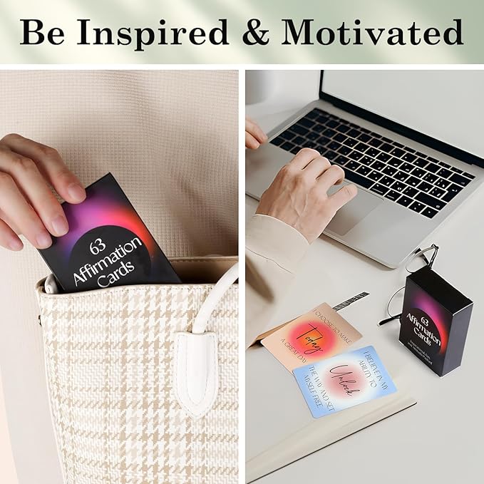 Affirmation Cards for Women, 63 Unique Positive Affirmation Cards, Daily Affirmations for Inspiration, Mindfulness, & Self-Care Gifts for Women