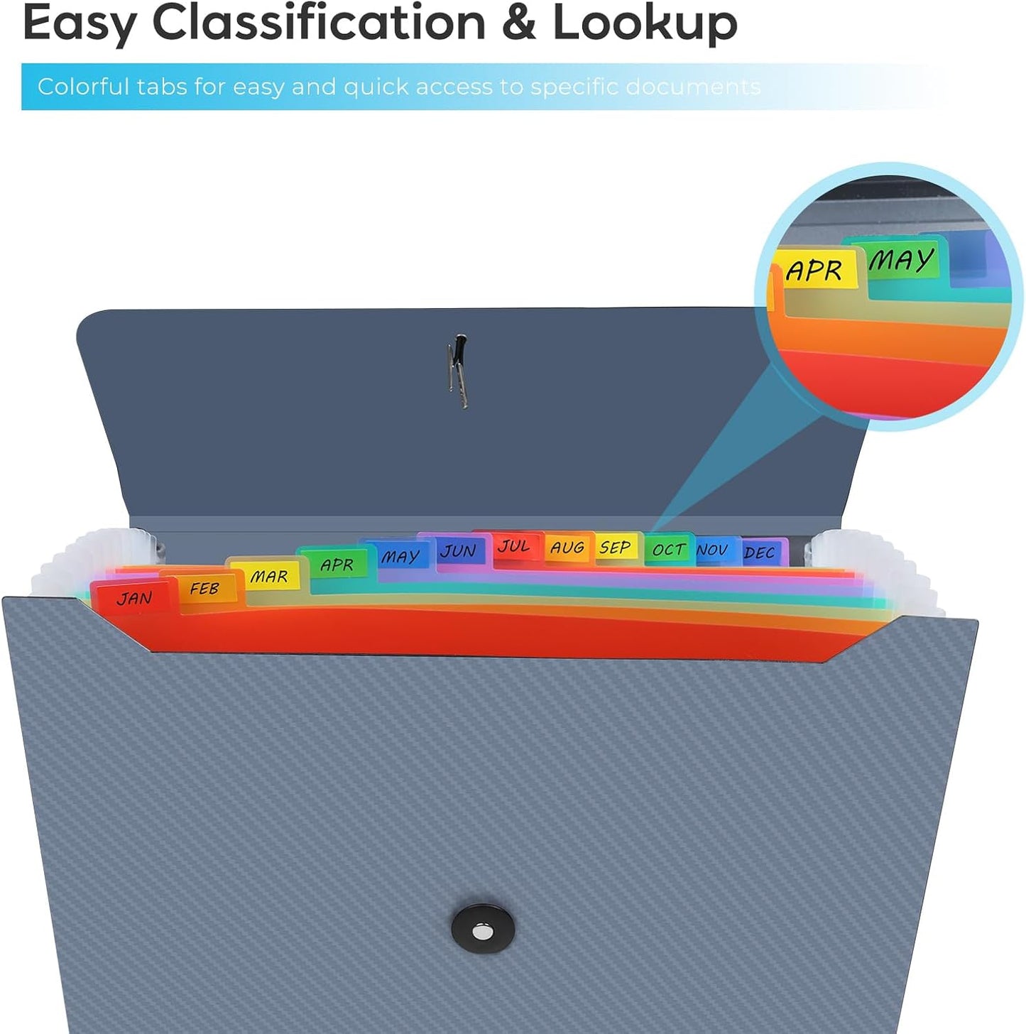 Accordion File Organizer, Expanding File Folder for Sorting Documents and Papers, 13 Pockets File Storage Organizer for Home, Travel and Office Use (Blue)