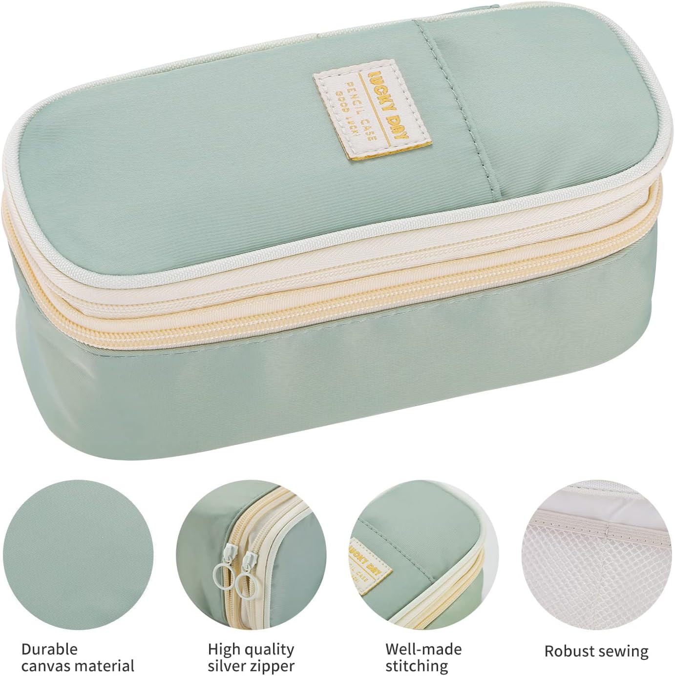 Dugio Large Pencil Case for Girls Teens Kids Pencil Bag with Zipper Pencil Pouch Aesthetic Pencil Pen Case Organizer for School Green