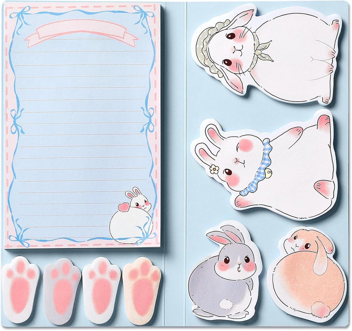 Hommie Cute Sticky Notes Set, Sticky Notes Set Planner Dividers, Easter Bunny Self-Stick Memo Pads with Animal Divider Tabs, Bundle Writing Designs for Office, School, Easter Party Supplies