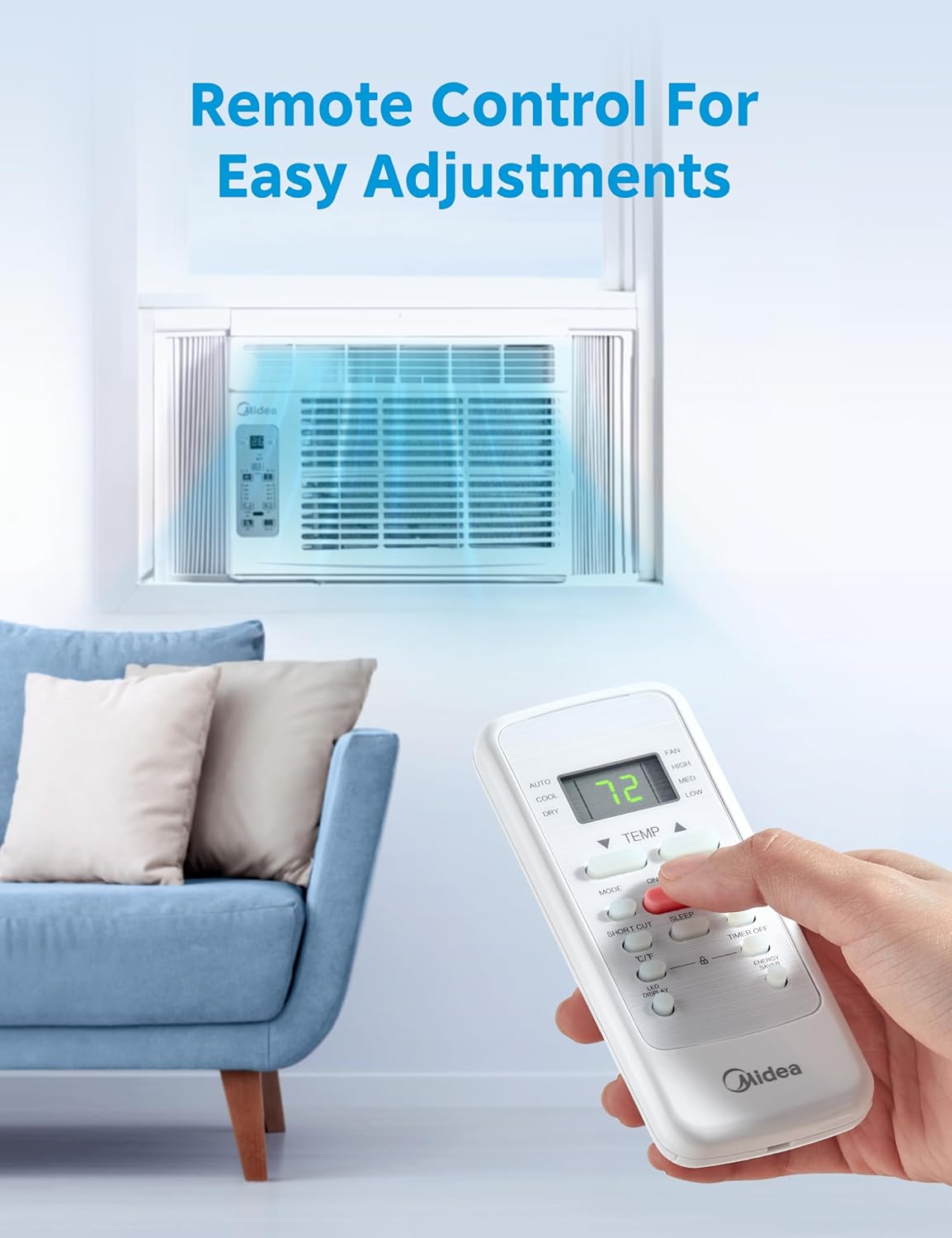 Midea 6,000 BTU Window Air Conditioner, 3-in-1 Cool/Fan/Dehumidifier Window AC Unit, Easycool Air Conditioner with Remote Control, Cools up to 250 Sq. Ft., Fits bedroom, study, office (2024 Upgrade)