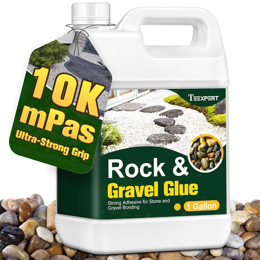 Teexpert 1 Gallon Rock Glue for Landscaping – Strong Pea Gravel Binder & Stone Adhesive for Walkways, Yards, Patios, and Driveways