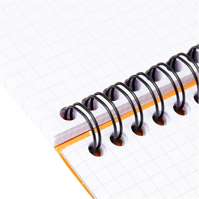 RHODIA 11500C - Spiral Notebook (Full Bound) Orange - A7 - Small Squares - 80 Detachable Sheets, 80G Clairefontaine Paper - Classic Soft Coated Card Cover