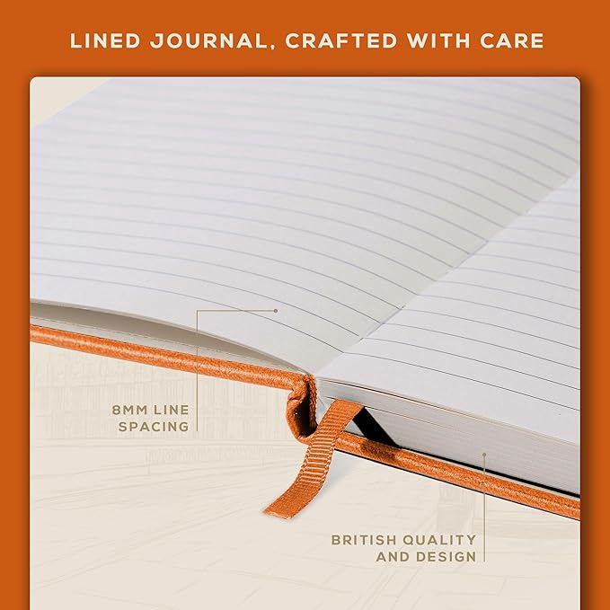 BEECHMORE BOOKS Lined Journal Notebook, 8.5 x 11.5 inch, A4 160 Lined Pages, Hardcover Leather Journals for Women, Men, Writing and Notebooks for Work - 120 GSM Thick Paper, Gifts Box Included