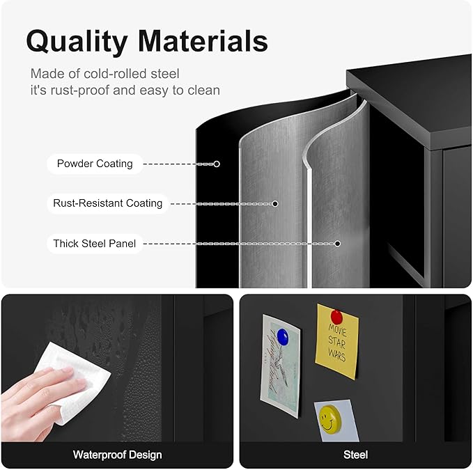 61H Metal Storage Cabinet with 2 Doors and 4 Shelves,Farmhouse Storage Cabinet with Barn Doors,Pantry Storage for Home,Office,Bathroom,Dining Room,Kitchen(Black)